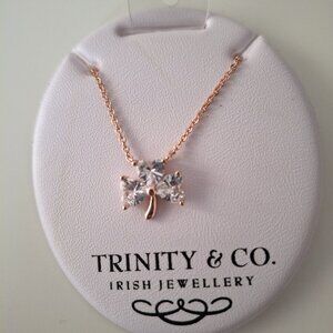 Rose gold plated & CZ clover shamrock pendant